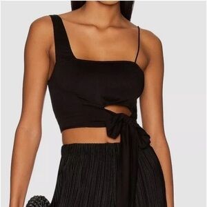 Free People Women's Black 'Mila' Asymmetric Crop Top Size Large